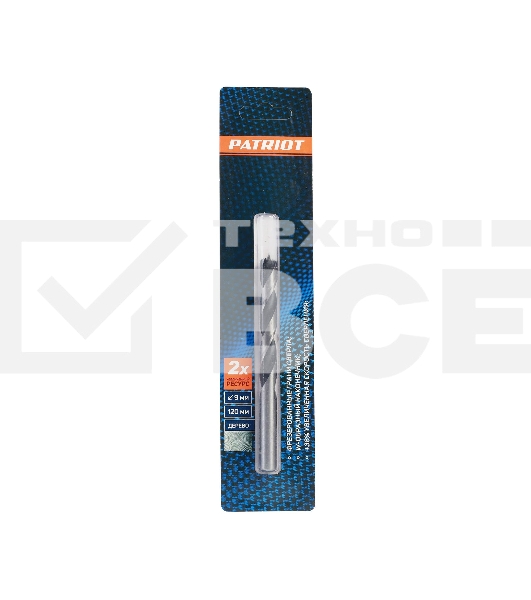 Сверло EDGE by PATRIOT по дереву спиральное 9 мм, W-образная заточка, 1 шт в блистере