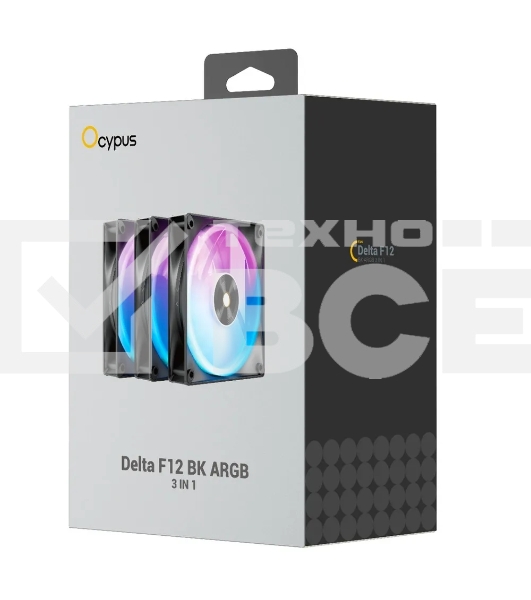 Вентилятор для корпуса Ocypus Delta F12 BK 3 IN 1, 120x120x25mm, 4-PIN PWM, 500-2000 RPM, 29 DBA MAX, HYDRO BEARING