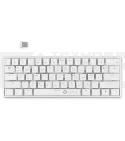 Клавиатура Oklick K763W (1920562) беспроводная, USB, Bluetooth/Радиоканал, белый