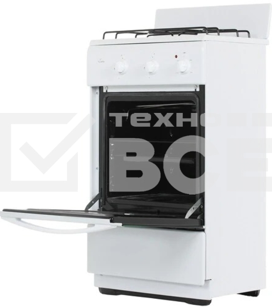 Плита комбинированная Flama CK 2201 W белый, конфорок 2 шт газовых, духовка 30 л, 50 см x 85 см x 38 см