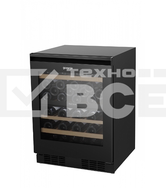 Встраиваемы е винный шкаф Gorenje WCU68F6BG4WF, объем 138 л, вместительность 46 бутылок, 4 полки, цифровой дисплей, Wi-Fi, LED освещение, защита от УФ-излучения, энергоэффективность А+, черный