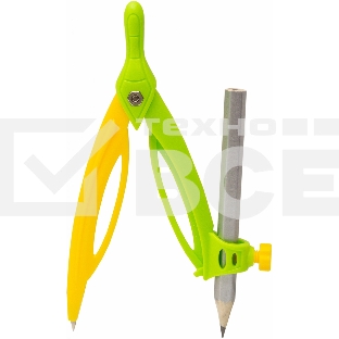 Готовальня Silwerhof Daily, корпус зеленый, пластик, 12 см с гнездом для карандаша, в комплекте: карандаш