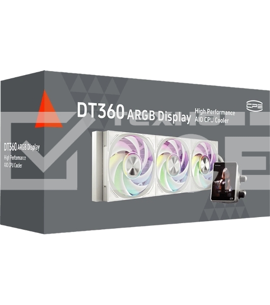 Система охлаждения PCCooler DT360 ARGb Display WH (300W, 360мм, LED temp., белый, ARGb/Fans: 3x120мм, 83.83CFM, 3000RPM/Pump height 62мм, 15dBA, 2600RPM, Rad thickness 27мм/S: 1851, 1700, 1200, 115X, AM5, AM4)