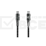 Кабель OLMIO MASTER, Type-C - Type-C, 60W 3A, 1.2м, тканевая оплетка, черный, фото 1