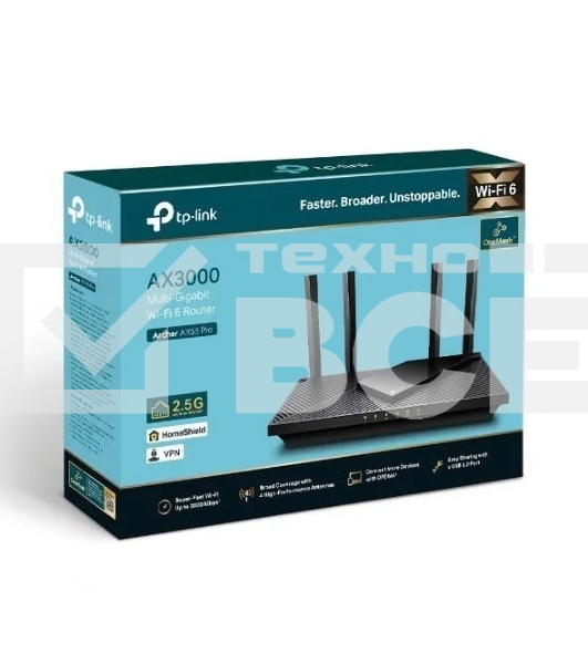 Двухдиапазонный гигабитный TP-Link Archer AX55 Pro AX3000 Wi-Fi 6 роутер