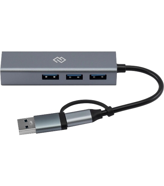 USB-концентратор Digma DHUB-LAN-4port, USB-C + USB-A, USB 3.0+USB 2.0, USB