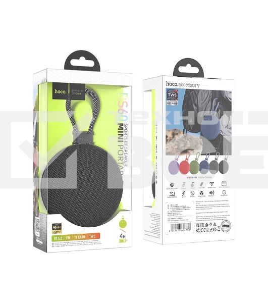 Портативная колонка круглая HOCO BS60, черный