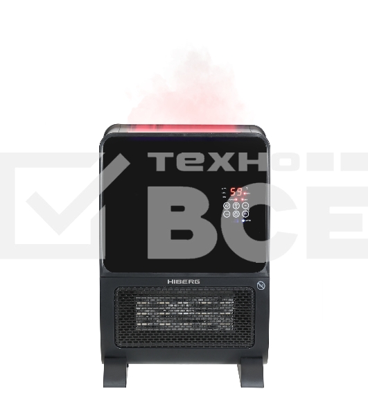 Тепловентилятор HIBERG TSH 3000 B, черный, 2000 Вт, 30 м2, с увлажнителем