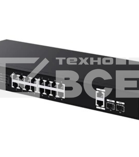 Коммутатор неуправляемый Tenda TEG1120P-16-250W PoE, 18 портов, 18x1 Гбит/с, PoE 16х30 Вт (до 250Вт),  SFP 2x1 Гбит/с