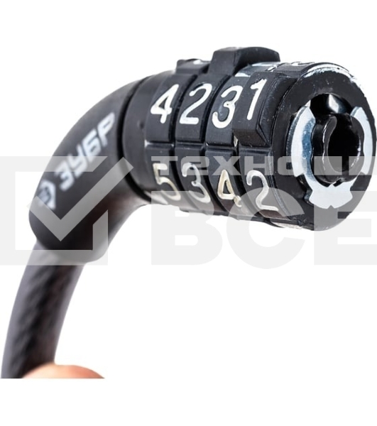 Замок тросовый Зубр Стандарт, кодовый, с неизменяемым кодом, длина троса - 1200мм, d 8мм. 37267-120