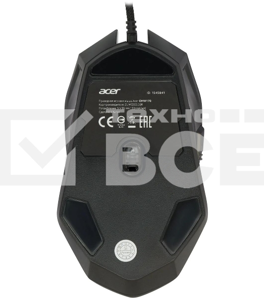 Мышь проводная Acer OMW170 черный, 3200 dpi, USB, кнопки - 6