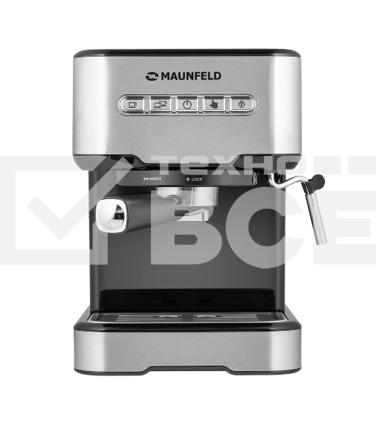Кофеварка рожковая Maunfeld MF-724S нержавеющая сталь, исп. кофе - молотый, 1.5 л, 850 Вт, 15 Бар.