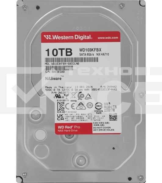 Жесткий диск Western Digital SATA-III 10Tb WD103KFBX Red Pro (7200rpm) 512Mb 3.5