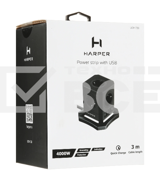 Сетевой фильтр HARPER UCH-730 Black PD3.0