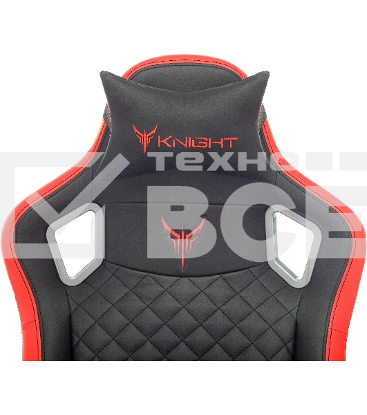 Кресло игровое Knight OUTRIDER черный/красный ромбик эко.кожа с подголов. крестовина металл