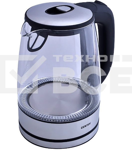 Чайник электрический Centek CT-0030 черный стекло 1.7 л, 2200 Вт, внутр. LED подсветка, защита от вкл б/воды