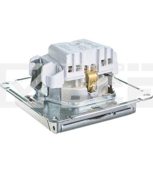 Механизм розетки 1-м СП AtlasDesign 16А IP20 с заземл. защ. шторки с крышкой алюм.