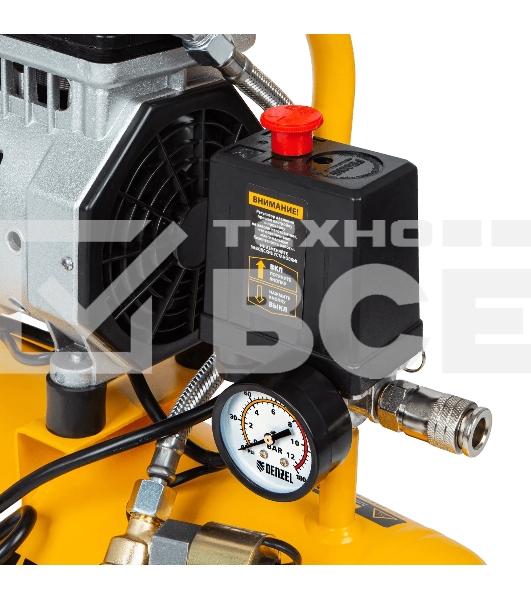 Компрессор Denzel DLS650/10 безмаслянный малошумный 650 Вт, 120 л/мин,ресивер 10 л