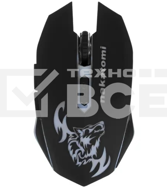 Мышь беспроводная Nakatomi MROG-15U черный, 1600 dpi, радиоканал, USB, кнопки - 6