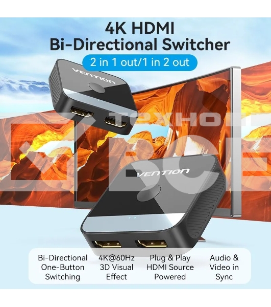 Переключатель - разветвитель Vention HDMI v2.0 4K двунаправленный 2x1/1x2