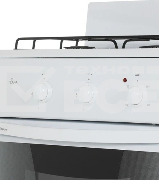 Плита комбинированная Flama CK 2201 W белый, конфорок 2 шт газовых, духовка 30 л, 50 см x 85 см x 38 см