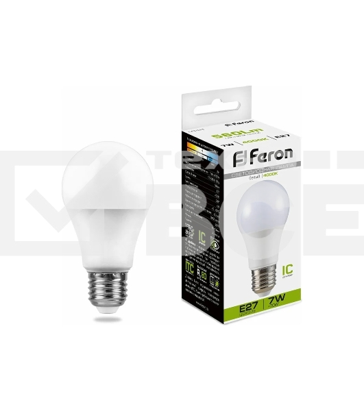 Лампа светодиодная FERON LB-91 (25445) 7W 230V E27 4000K A60