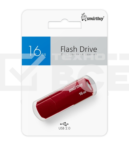 Флешка USB SmartBuy 16Gb,CLUE Burgundy (SB16GbCLU-BG)