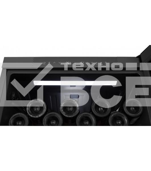 Встраиваемы е винный шкаф Gorenje WCU68F6BG4WF, объем 138 л, вместительность 46 бутылок, 4 полки, цифровой дисплей, Wi-Fi, LED освещение, защита от УФ-излучения, энергоэффективность А+, черный