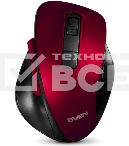 Мышь беспроводная SVEN RX-525SW красная (бесшумн. кл., 5+1кл. 600-1400DPI, Soft-touch, блист.)