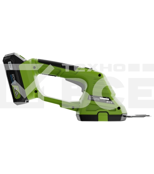 Ножницы-кусторез аккумуляторные Deli DG621-1 (1АКБ*2А·ч + ЗУ, 20V), макс. толщина реза 8мм, макс. частота хода лезвия 1200об/мин, ширина обработки травы 10 см, длина насадки для кустовых пород 20 см