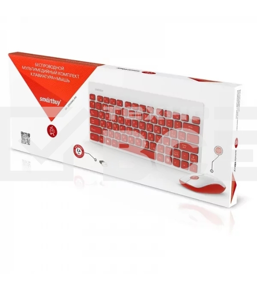 Комплект клавиатура+мышь Smartbuy 220349AG беспроводной, USB, 1600 DPI, белый/красный