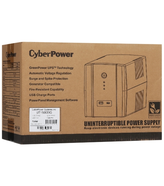 Источник бесперебойного питания CyberPower UT1500EIG/1500 ВА/900 Вт/USB/RJ-11/RJ-45/6xIEC 320 C13 (компьютерная)