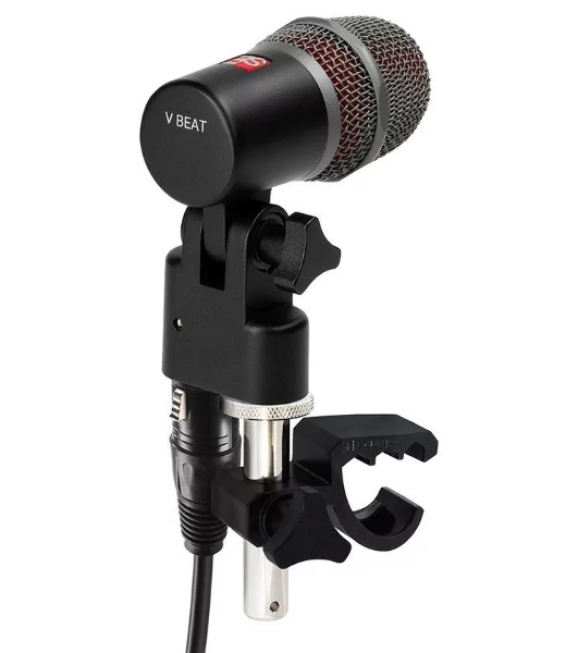 Микрофон динамический sE Electronics V BEAT инструментальный, для малых барабанов и томов, 30 Гц 19 кГц, суперкардиоида, комплектация: резьбовой адаптер, чехол на молнии, ветрозащита, гайка с накаткой для надежной фиксации микрофона