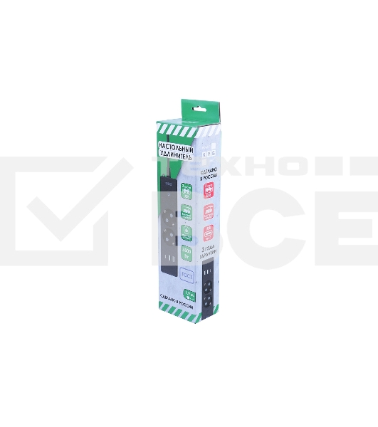 Бытовой удлинитель PowerCube, 2р с/з вык.,3USB, 3500 Вт, 16А, 1.9 м, 3*1,0 (черный) PC-5B-2M