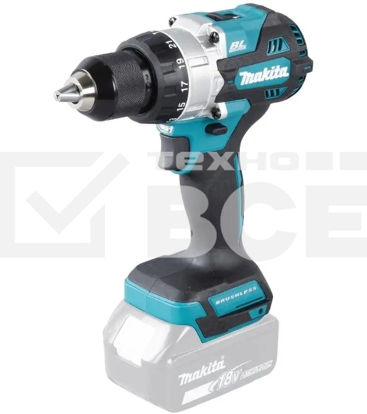 Дрель-шуруповерт аккумуляторная ударная бесщеточная Makita 18В, 13мм, 130Нм (без АКБ и ЗУ)
