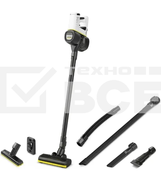 Пылесос вертикальный/ручной Karcher VC 4 черный/белый, питание от аккумулятора, 140 Вт, уборка сухая, пылесборник 0.65 л, работа от АКБ max - 30 мин