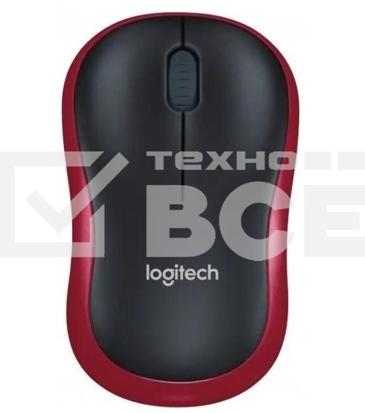 Мышь беспроводная Logitech M186 черный/красный, 1000 dpi, радиоканал, USB, кнопки - 3