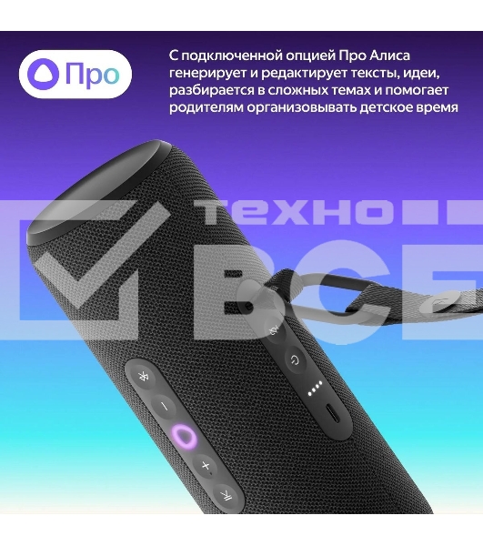 Умная колонка Yandex Стрит Алиса черный 30W 2.0 BT/Wi-Fi 10м 3300mAh (YNDX-00030BLK)