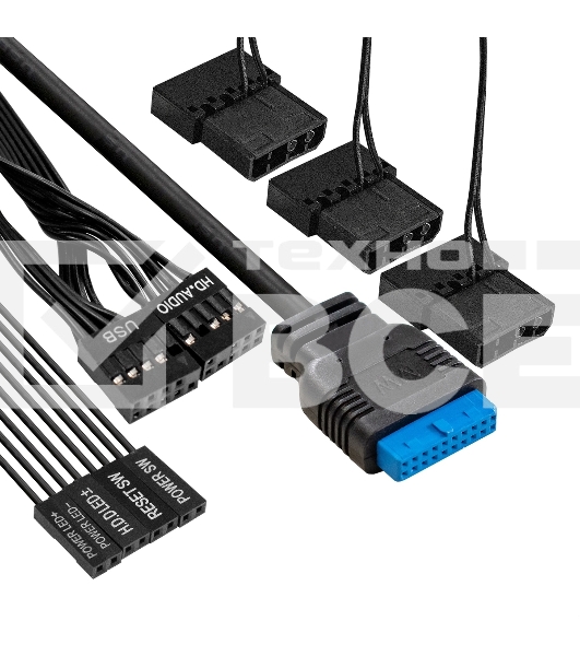 Компьютерный корпус Miditower ExeGate EVO-8227 (ATX, без БП, 2хUSB+1хUSB 3.0+HD Audio, черный, 3 вент. с RGb подсветкой, боковая панель - закаленное стекло)