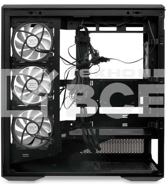 Компьютерный корпус без блока питания HSPD F711-TGbK-ARGB, Panoramic Full Tower, черный, TG, 0.7 SPCC, 4x120мм ARGB ATX, mATX, mITX 190/420/280мм 2x2.5', 2x3.5', 7xPCI 1xUSB-A 3.0, 1xUSB-C 445x235x475мм