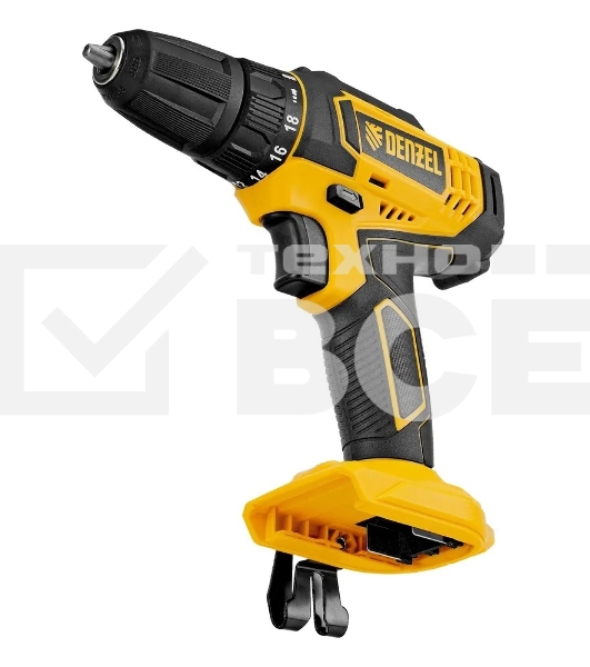 Дрель-шуруповерт Denzel CDL-18-0, Аккумуляторная, 18В, Без АКБ и ЗУ
