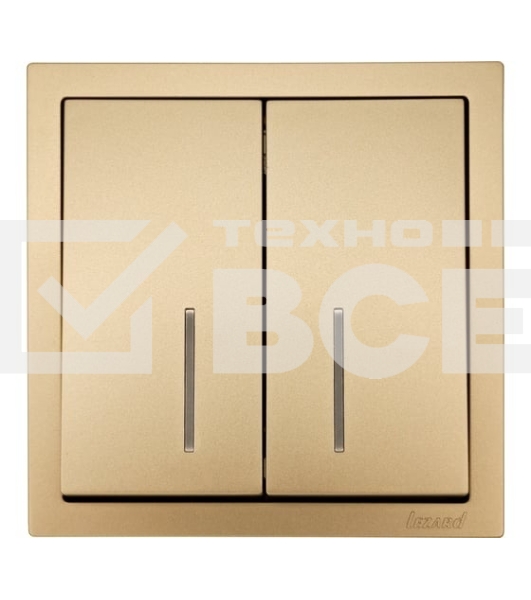 Выключатель LEZARD 704-3688-112QC 2-кл. с индик. СП ZIMA IP20 10А безвинт. зажим, зол.