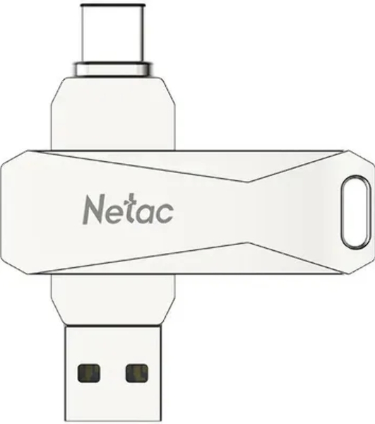Флешка USB Netac U782C (NT03U782C-512G-32PN/replaced NT03U782C-512G-30PN), 512Gb, USB 3.2/TypeC, R/W 400/150, серебристый