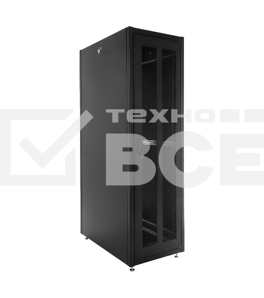 Шкаф серверный напольный ЦМО ШТК-Э, IP20, 48U, 2254х600х1000 мм (ВхШхГ), дверь: перфорация, боковая панель: сплошная, разборный, цвет: чёрный