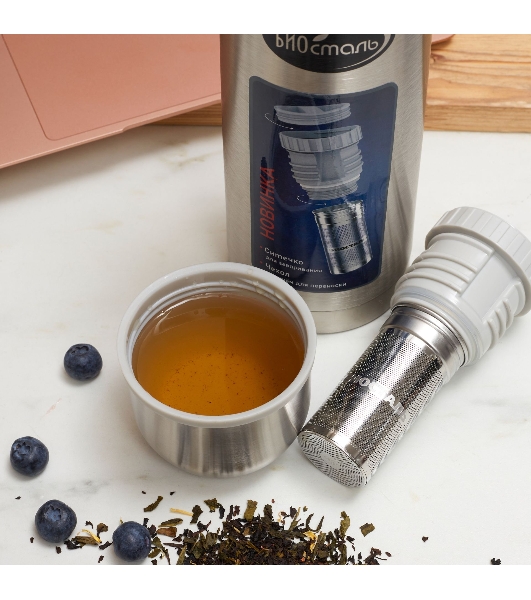 Термос БИОСТАЛЬ NB-1000 ВZ с узкой горловиной, В ЧЕХЛЕ, ПРОБКА С СИТЕЧКОМ, 1.0 л.