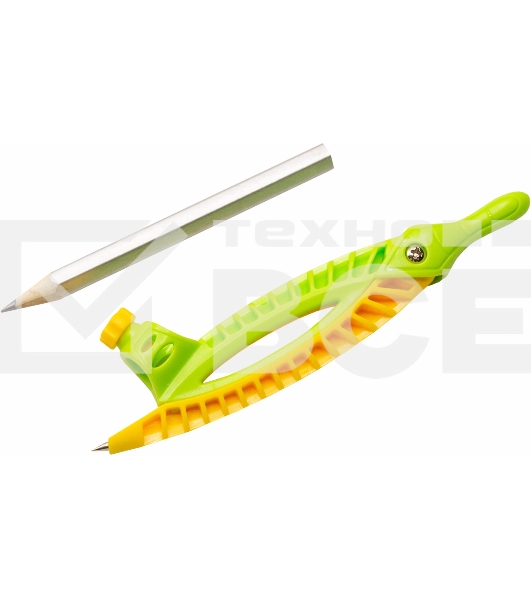 Готовальня Silwerhof Daily, корпус зеленый, пластик, 12 см с гнездом для карандаша, в комплекте: карандаш