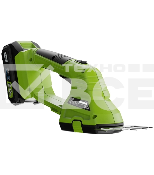 Ножницы-кусторез аккумуляторные Deli DG621-1 (1АКБ*2А·ч + ЗУ, 20V), макс. толщина реза 8мм, макс. частота хода лезвия 1200об/мин, ширина обработки травы 10 см, длина насадки для кустовых пород 20 см