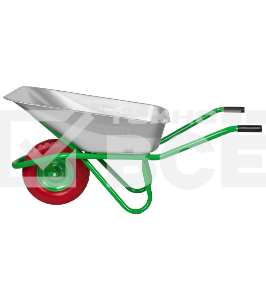 Тачка садово-строительная Сибртех с PU колесом, грузоподъемность 180 кг, объем 90 л