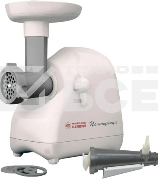 Мясорубка электрическая Белвар КЭМ-П2У-302-10 белый, 1500 Вт, 0.4 кг/мин, реверс, защита от перегрузки, насадки - 5