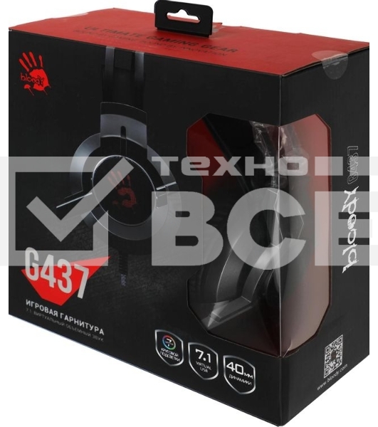 Гарнитура проводная с микрофоном A4Tech Bloody G437 черный 1.8м мониторные оголовье (G437)